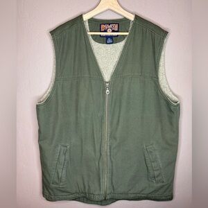 Vintage Duluth Trading Co Men's Green Zip Up Utility Vest Sherpa Lining XL Tall